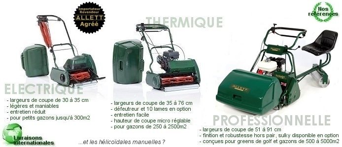 Tondeuses h�lico�dales �lectriques thermiques professionnelles Atco Allett Ransomes chez greenkeepers - importateur revendeur agr��